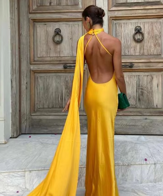 Damen Rückenfreies Elegantes Bodycon Maxikleid – Claudine