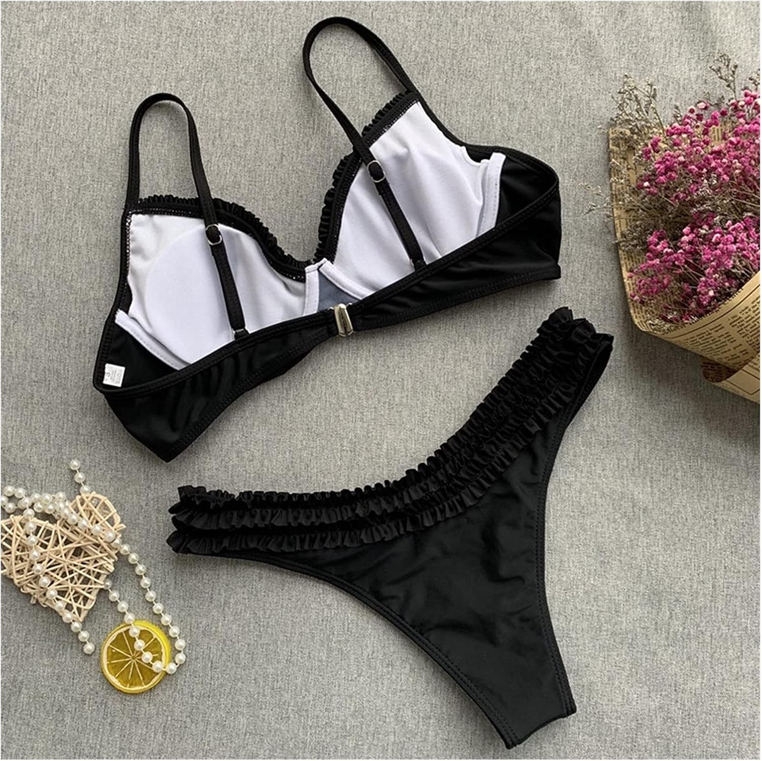 Damen Rüschen-Bikini Set | Geformte Cups & Spaghettiträger