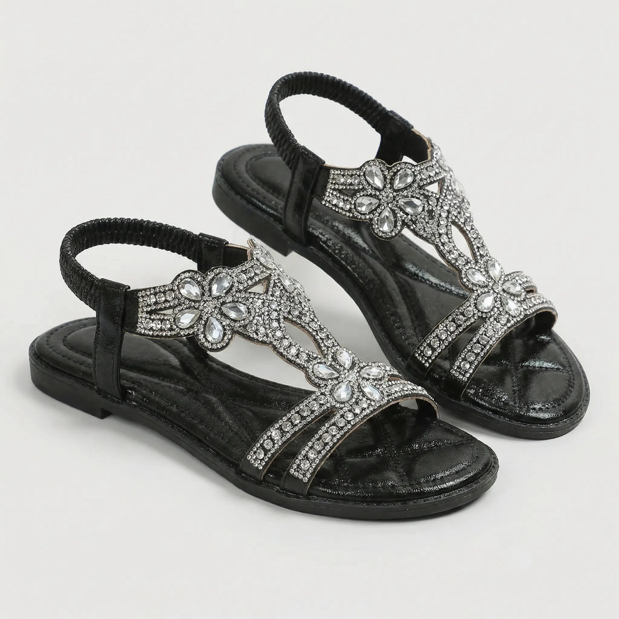 Damen Sandalen | Funkelnde Zierdetails & bequemer Riemen-Halt