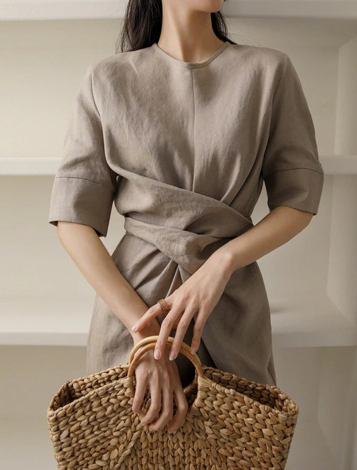 Damen Sommer Wickel Midi Kleid - Alina