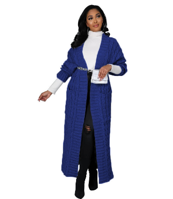 Damen Strick Lange Strickjacke | Warme
