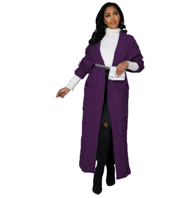 Damen Strick Lange Strickjacke | Warme