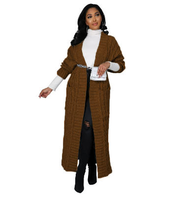 Damen Strick Lange Strickjacke | Warme