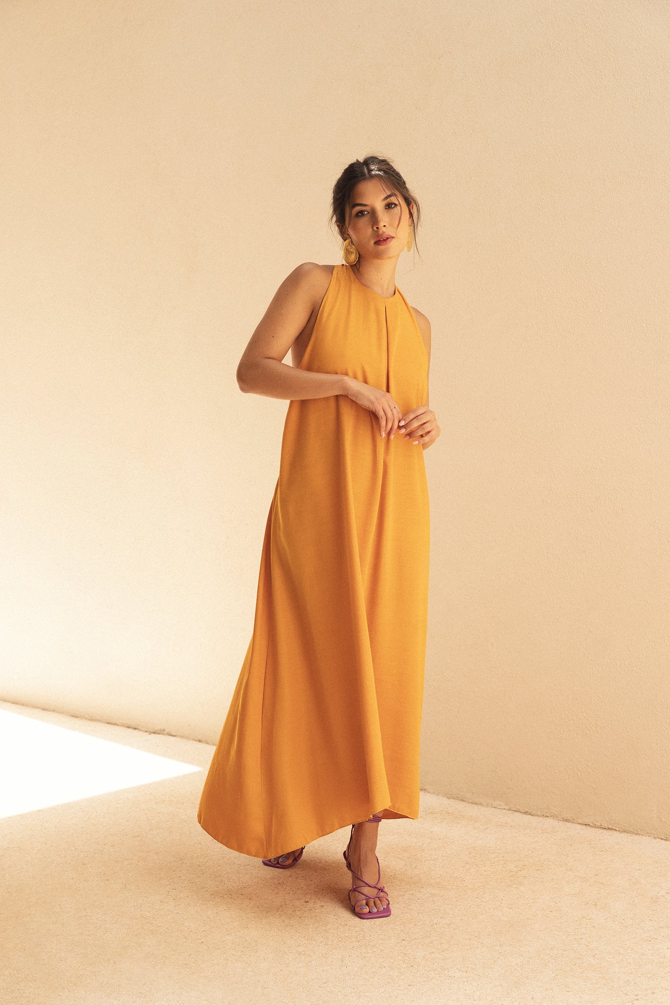 Damen Tangerine Sommer Maxikleid - Sophia