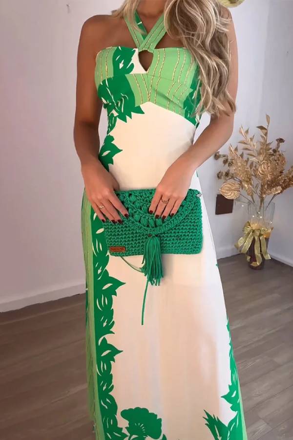 Damen Tropisches Maxi Kleid - Celeste