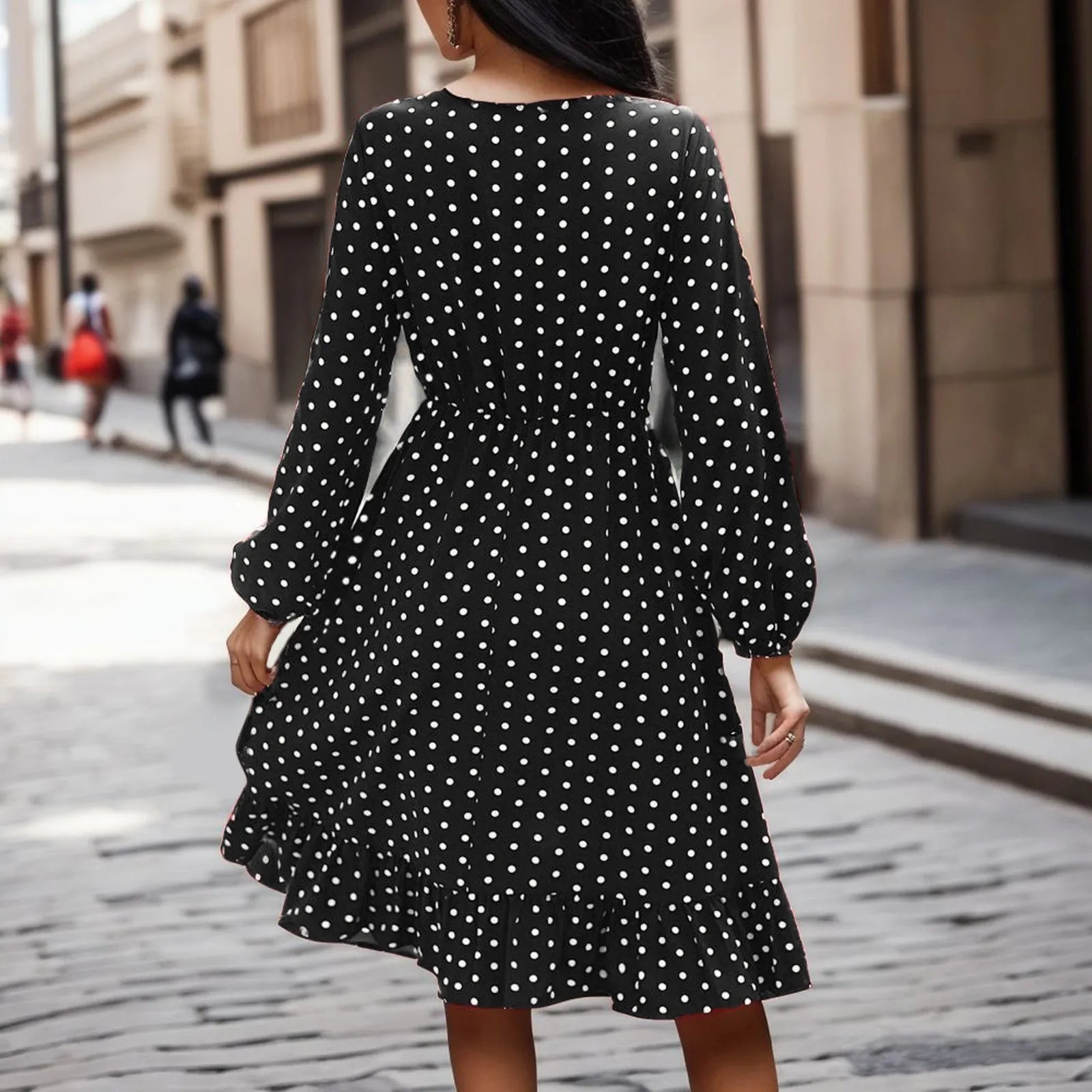 Damen Vintage Polka Dot Midi Kleid - Ivy