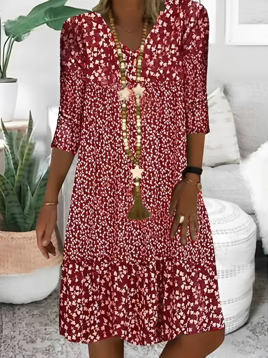 Damen Kleid – Locker geschnittenes Kleid mit V-Ausschnitt für Alltag & Sommer 1
