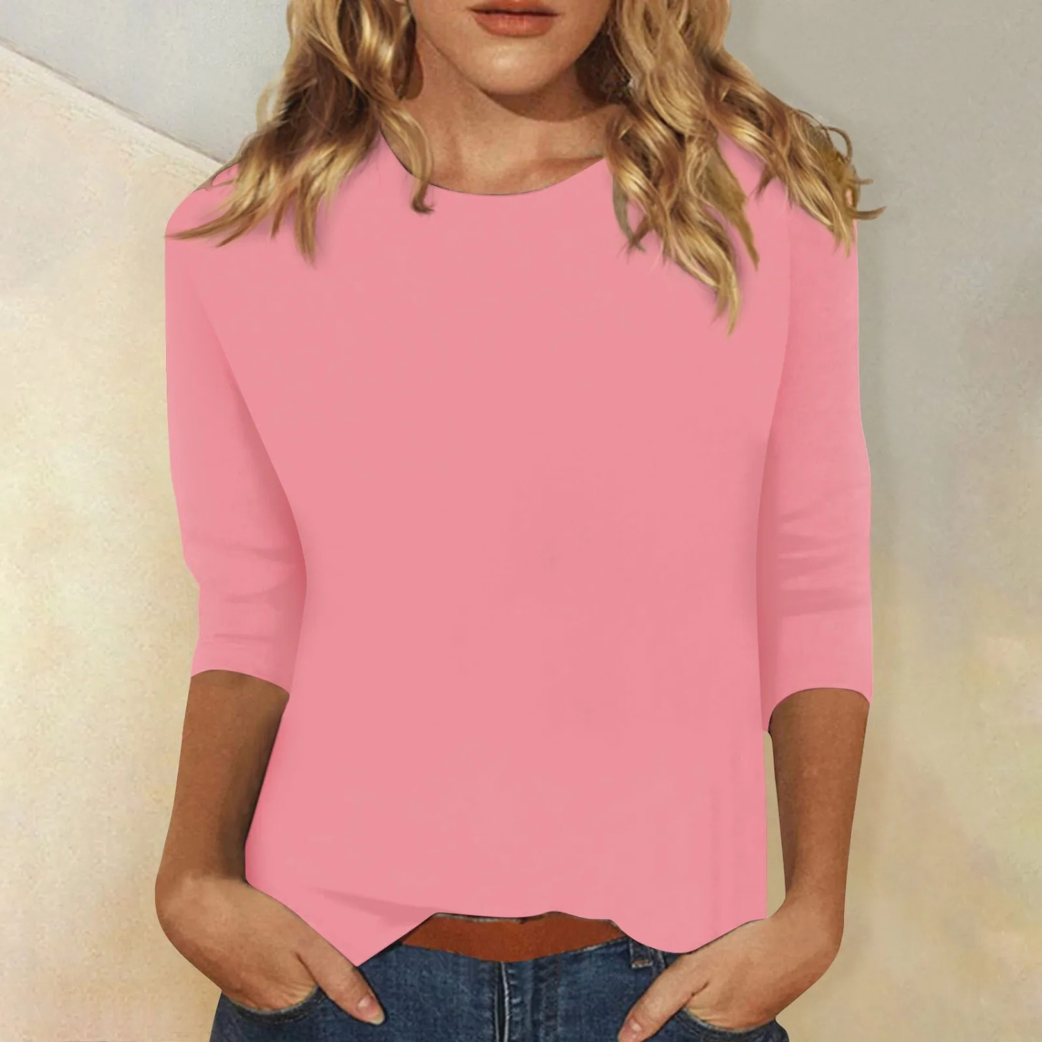 Damen Langarmshirt mit Rundhalsausschnitt 0
