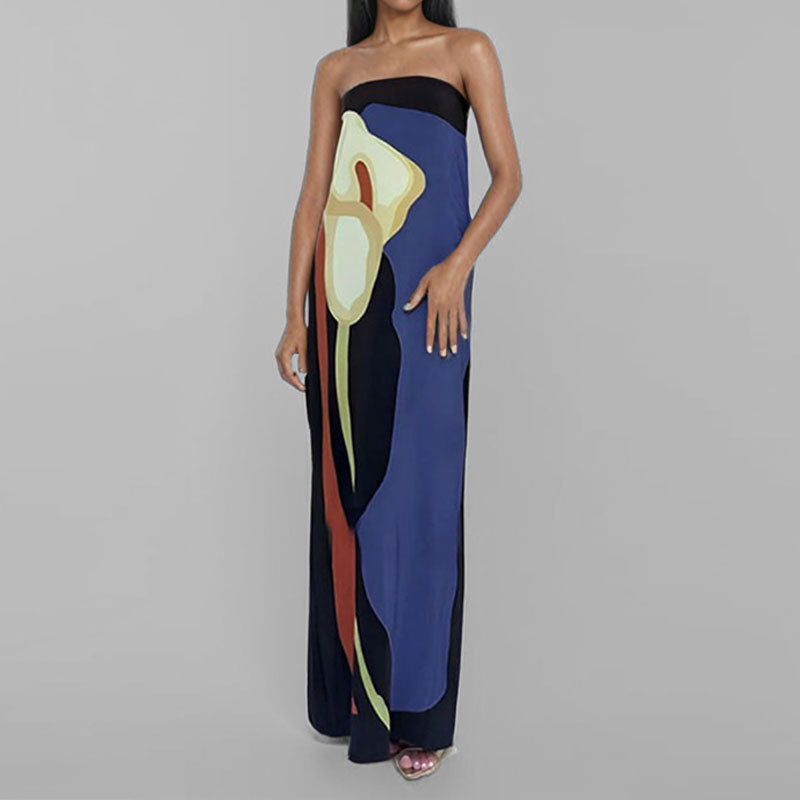 Damen Maxi-Kleid im modernen Kunststil Drune 0
