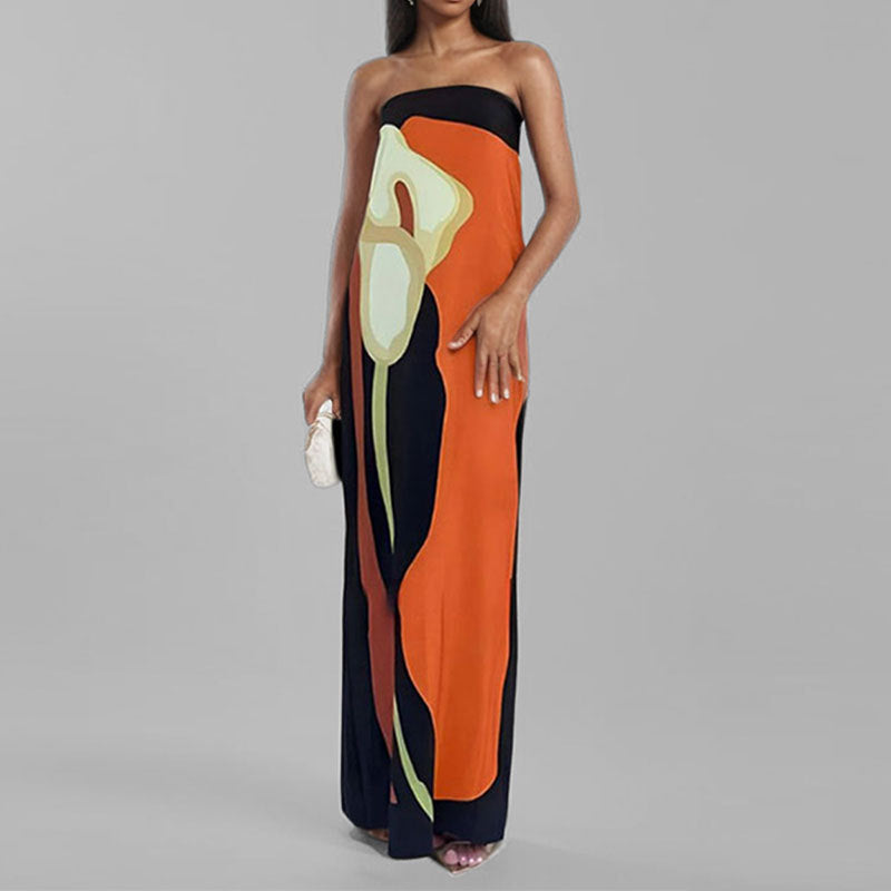 Damen Maxi-Kleid im modernen Kunststil Drune 7