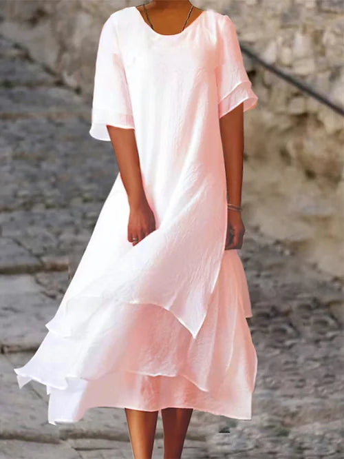 Damen Midi Kleid mit Doppelschicht-Design 1