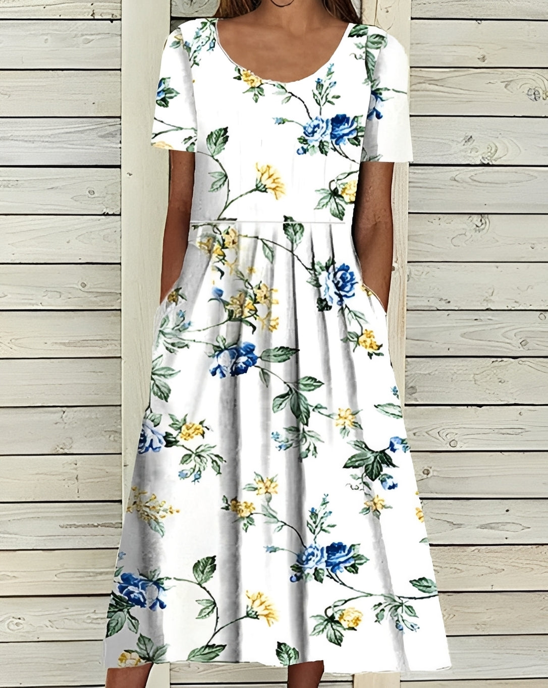 Damen Midikleid – Elegantes Kleid mit floralem Design und fließender Passform 3