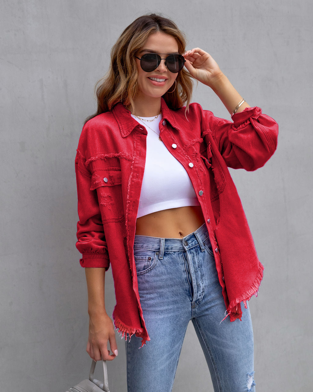 Damen Oversized Jeansjacke – Trendige Übergangsjacke mit Distressed Look 15