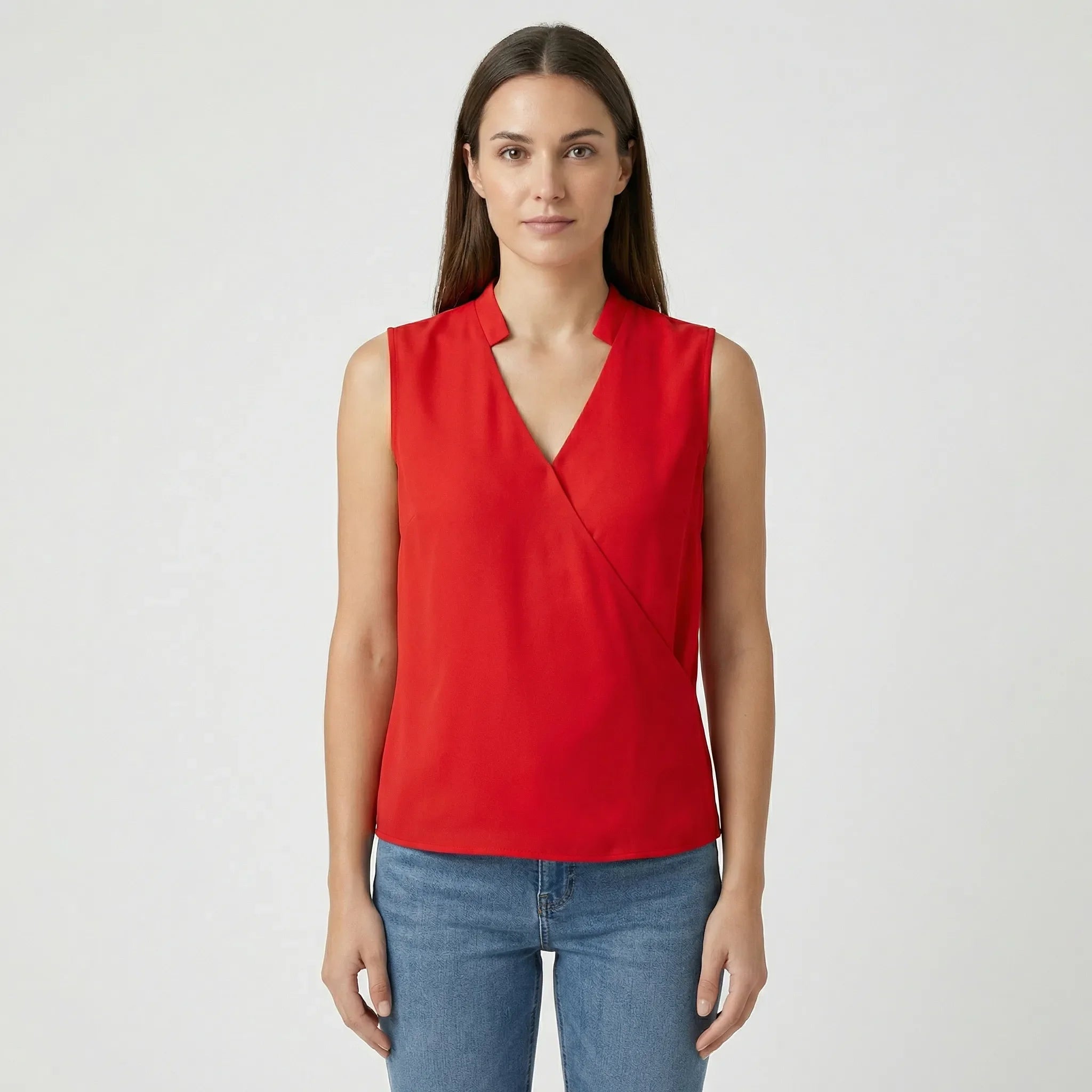 Damenbluse | Ärmellos & V-Ausschnitt