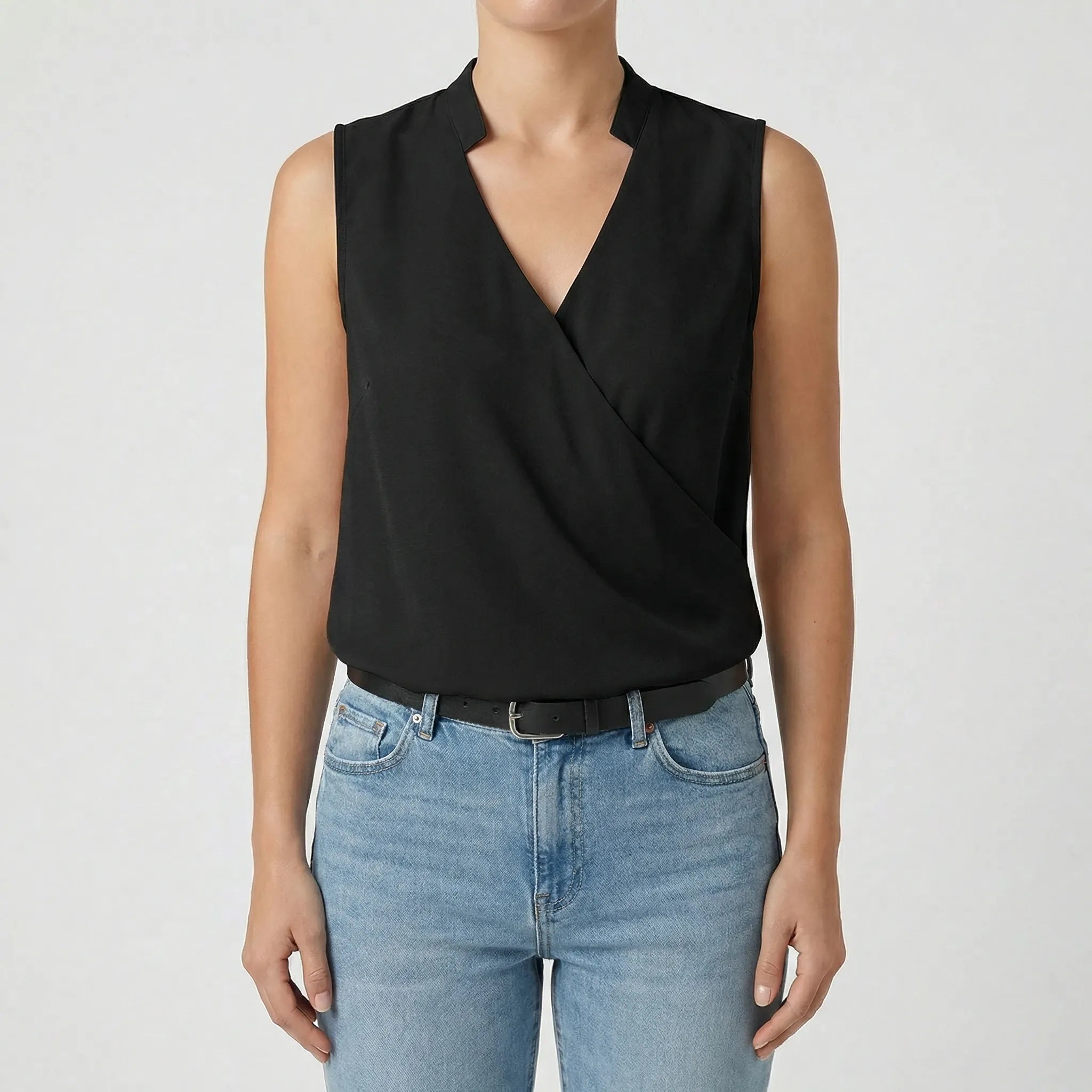 Damenbluse | Ärmellos & V-Ausschnitt