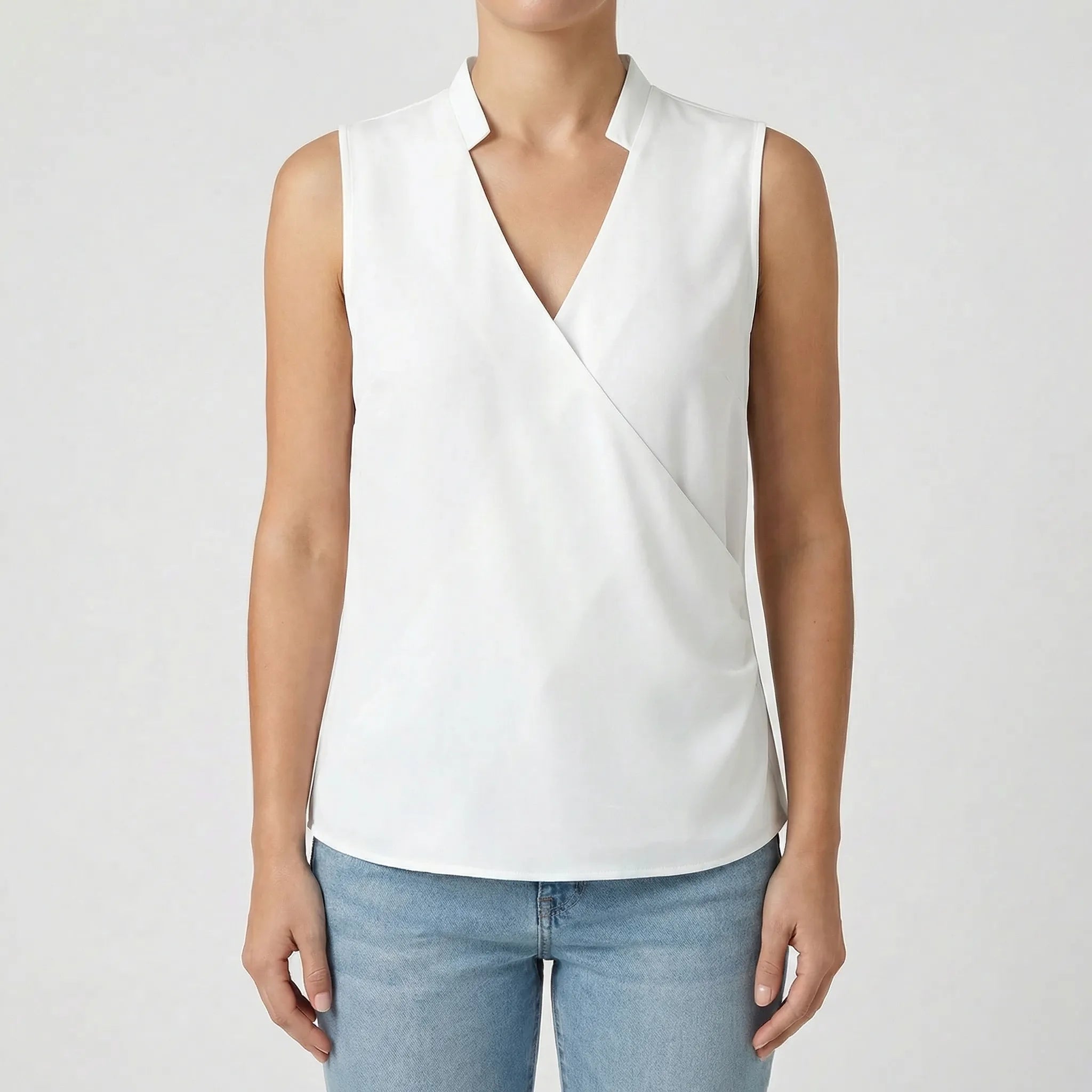 Damenbluse | Ärmellos & V-Ausschnitt