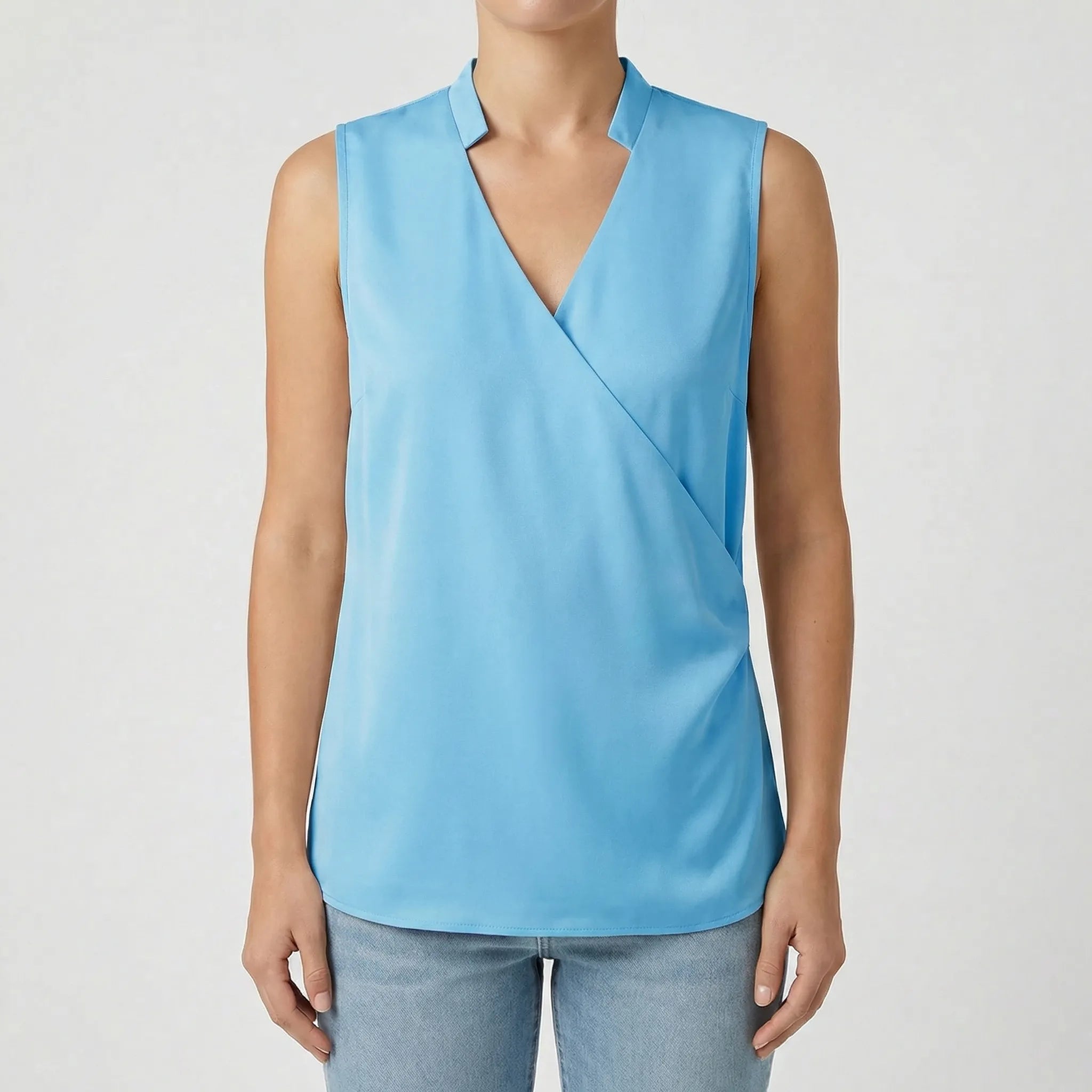 Damenbluse | Ärmellos & V-Ausschnitt