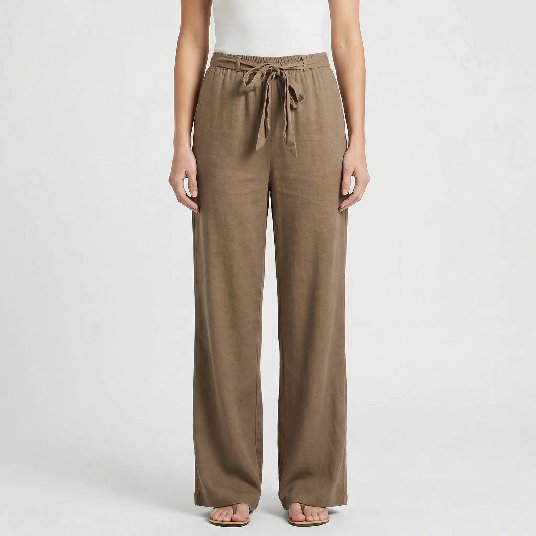 Damenhose | Weites Bein & Bindegürtel für bequemen Sitz