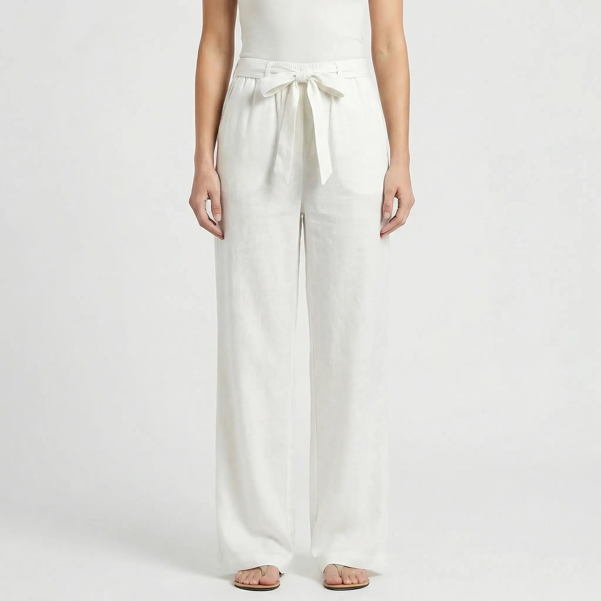 Damenhose | Weites Bein & Bindegürtel für bequemen Sitz