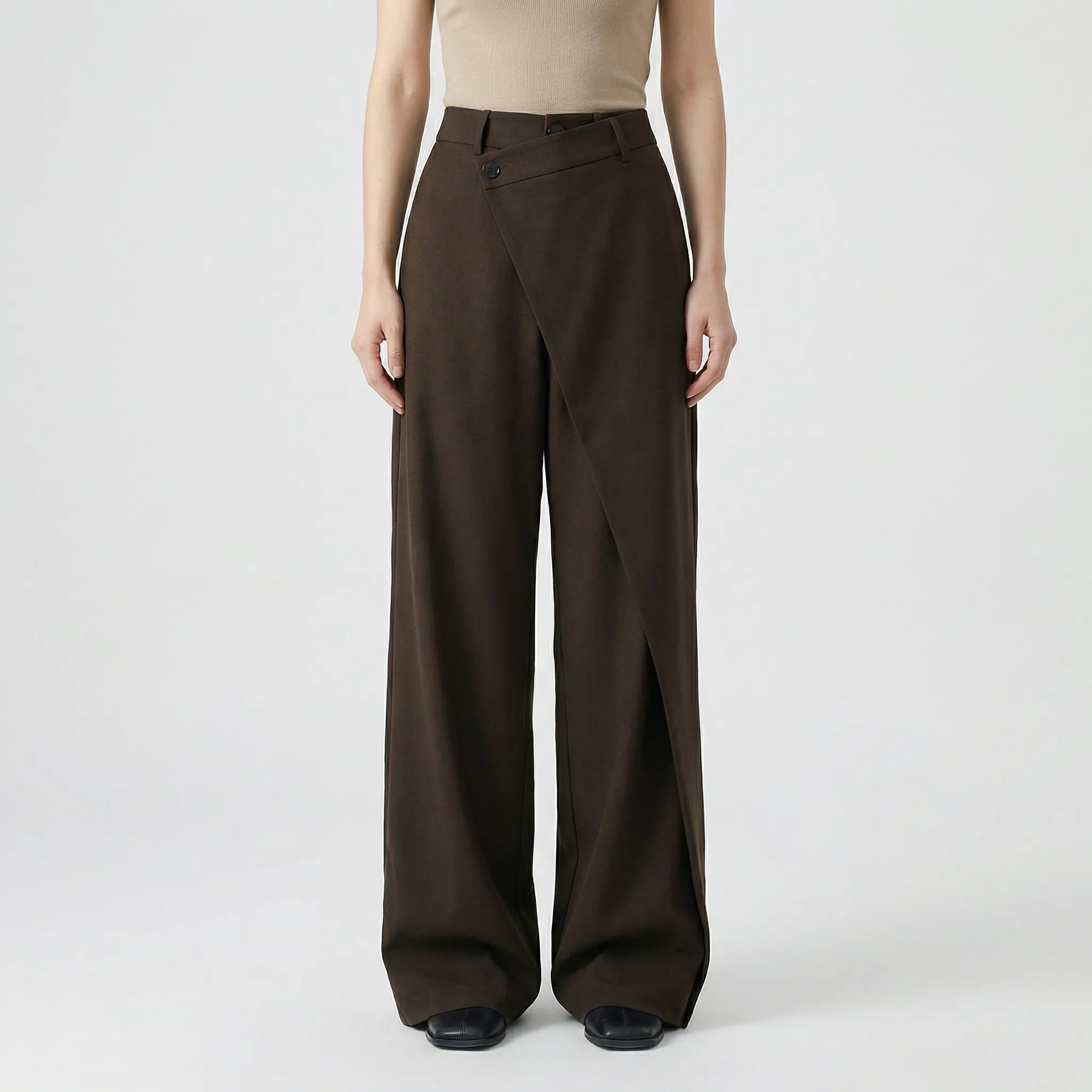 Damenhose | Wide-Leg Schnitt & Wickel-Optik für Elegante Linie