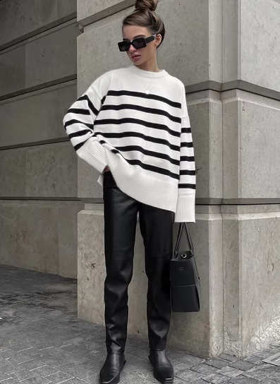 Damenstrickpullover mit langen Ärmeln