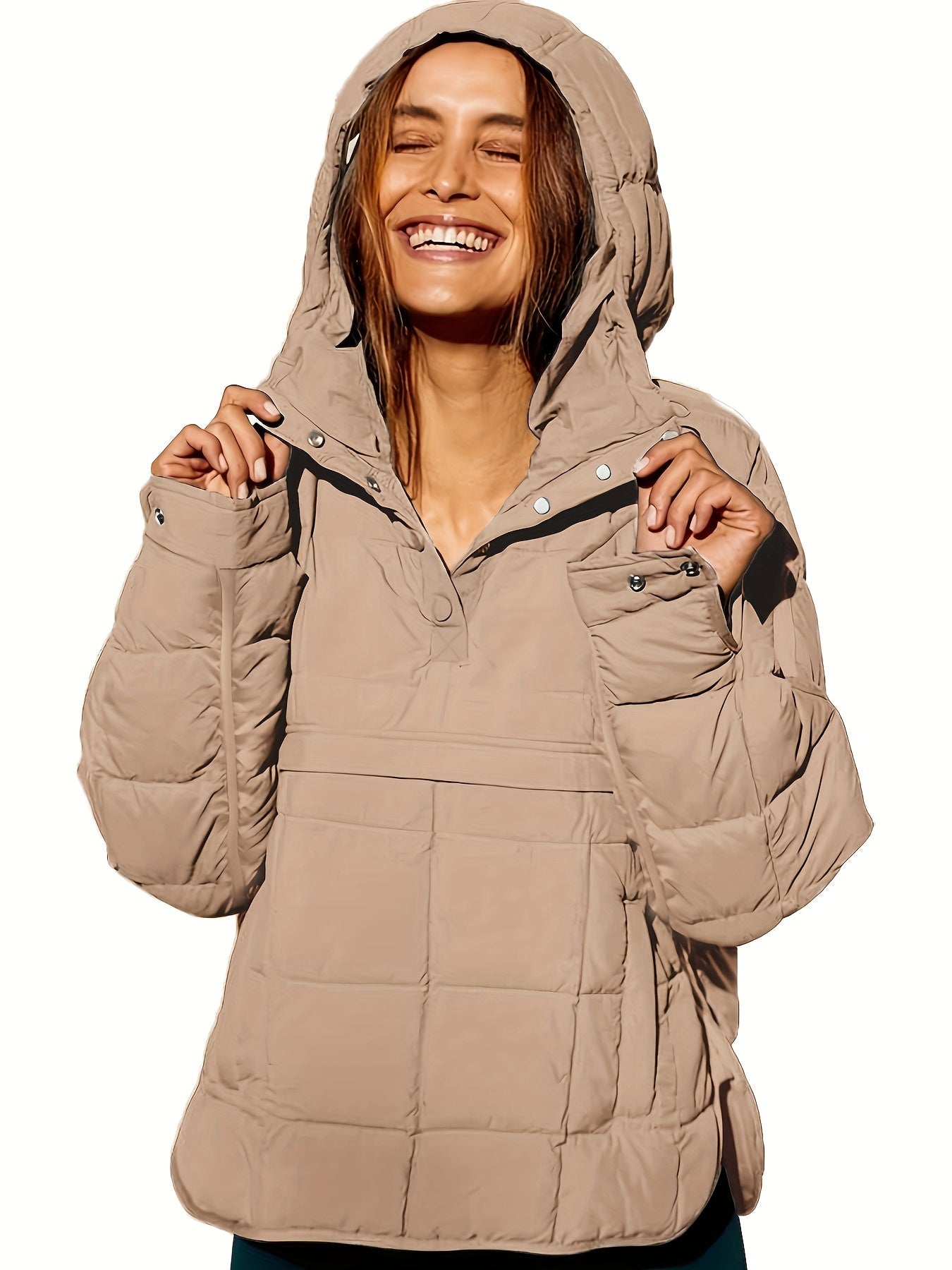Delmy - Einfarbige Jacke mit Kapuze für Frauen