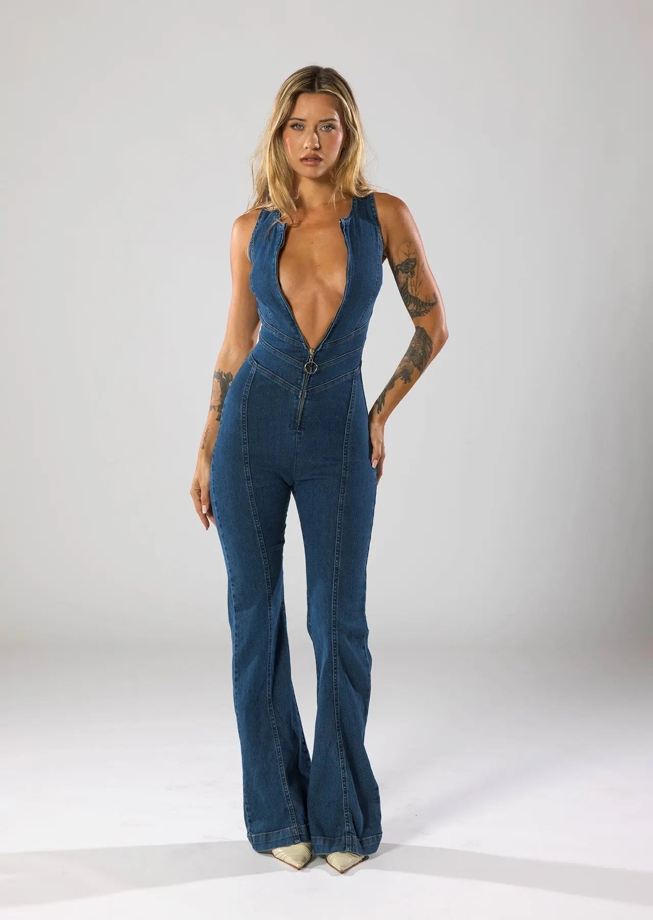 Denim Jumpsuit Damen | Figurbetont & Mit Knopfleiste