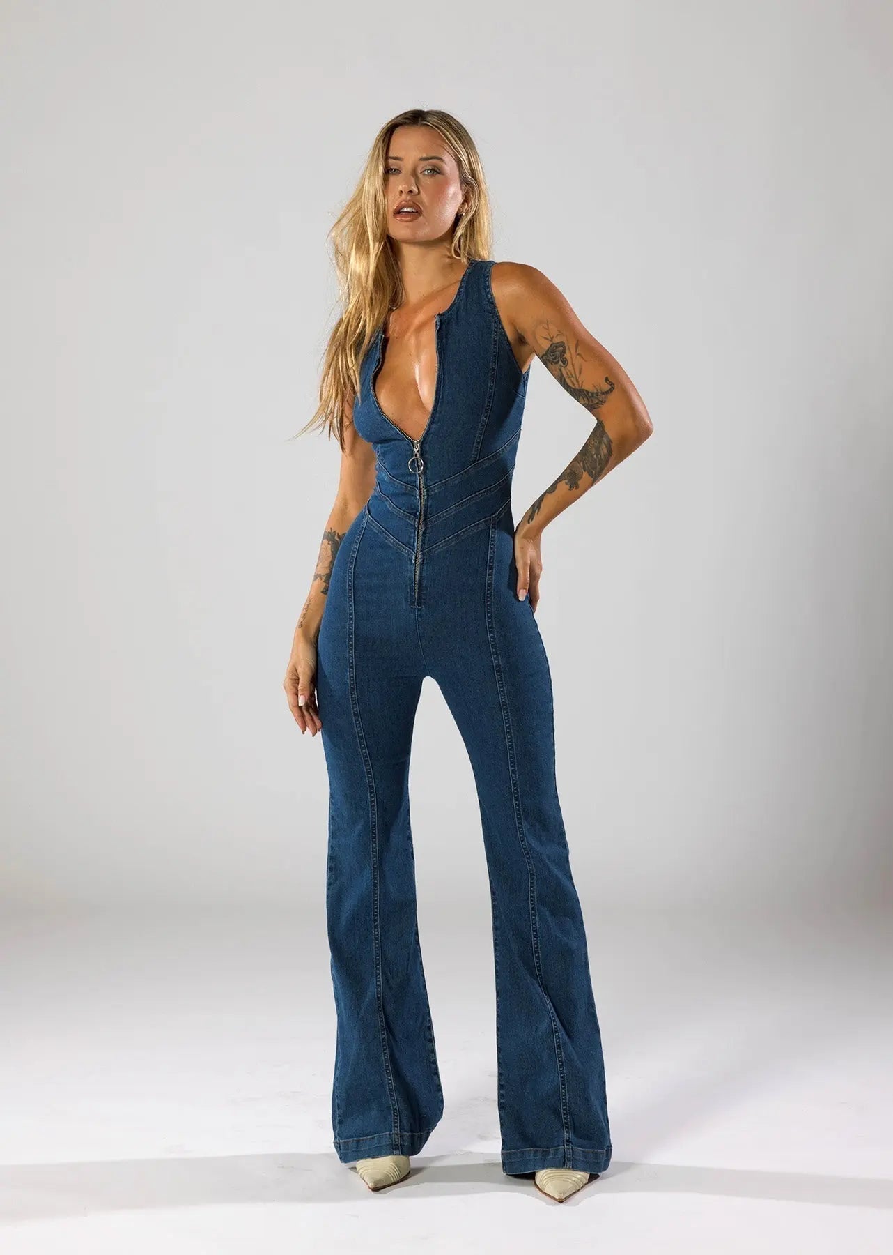 Denim Jumpsuit Damen | Figurbetont & Mit Knopfleiste