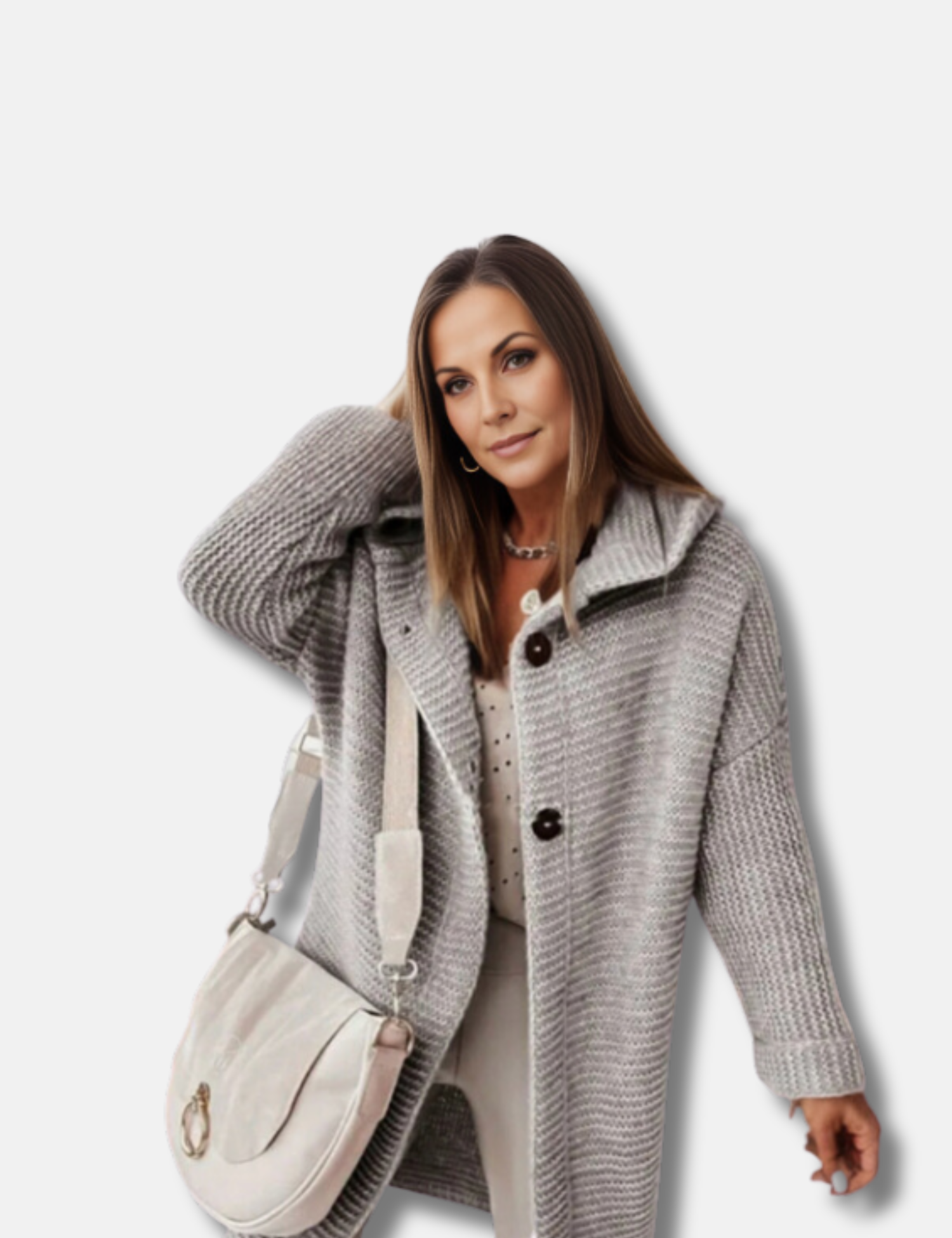 Kapuzenpullover Damen | Longform & Grobe Rippstruktur