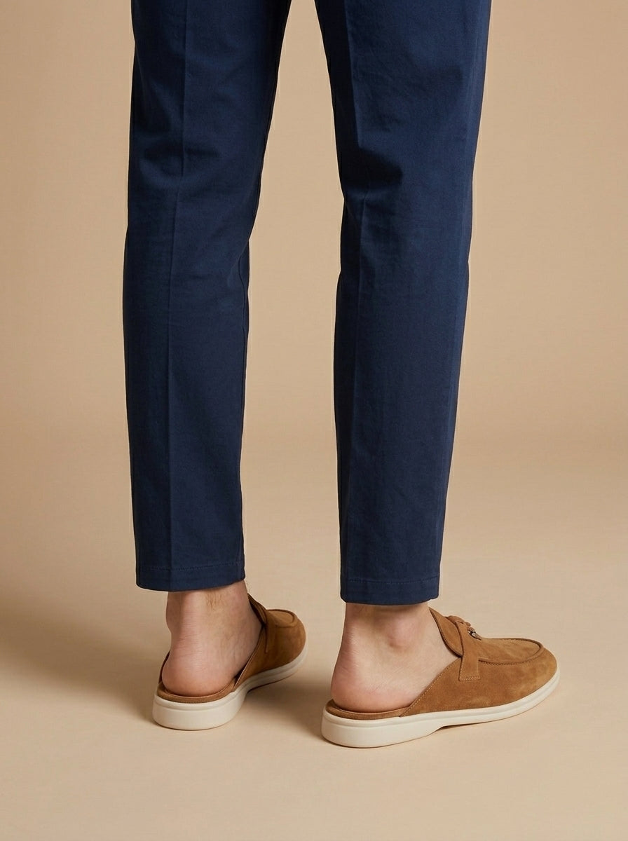 Loafer Herren | Offener Mule-Slipper mit Wildleder-Optik & Metallanhänger