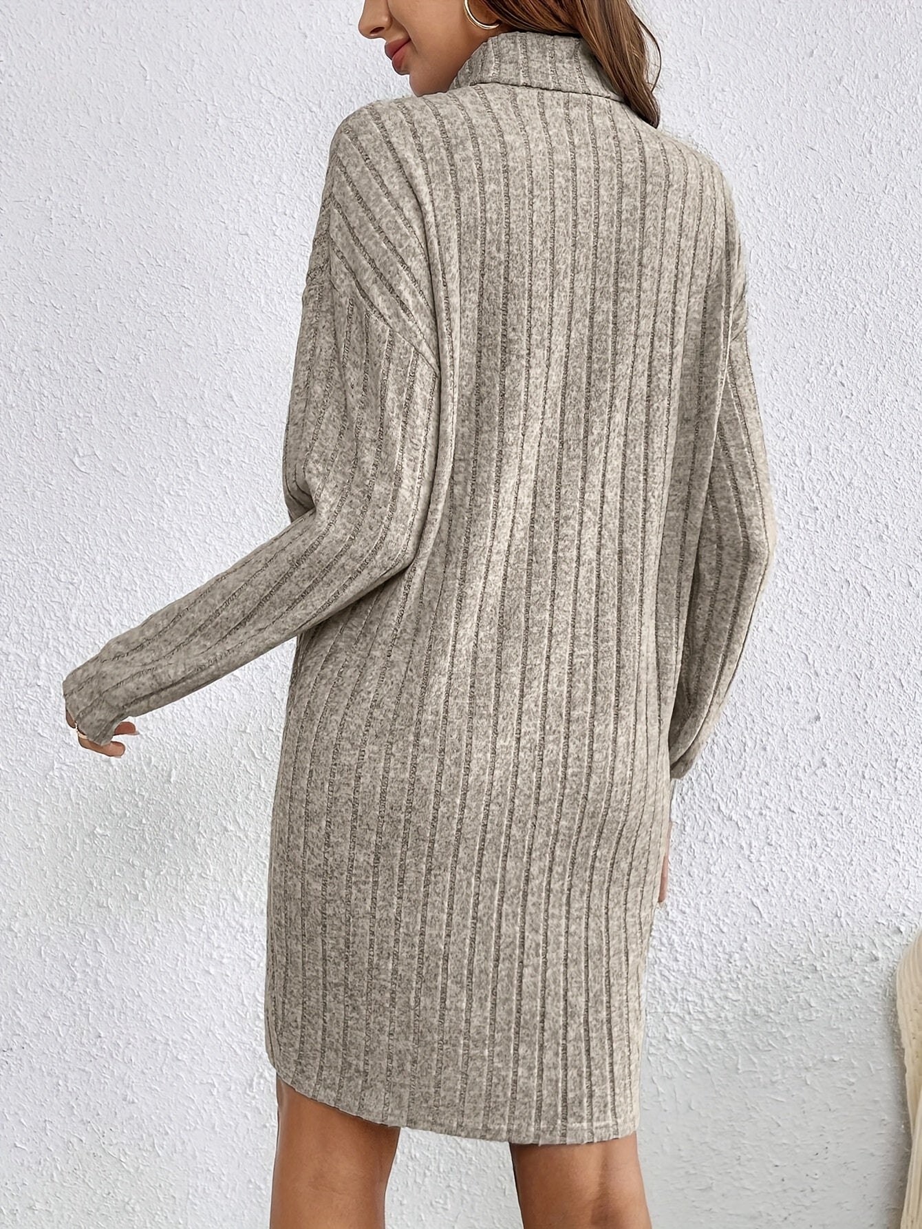 Effen Kleur Turtleneck Jurk