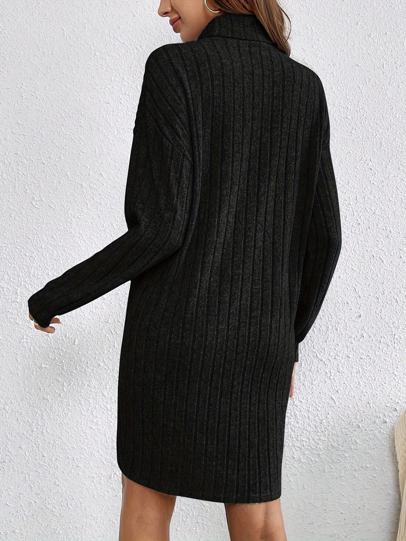 Effen Kleur Turtleneck Jurk