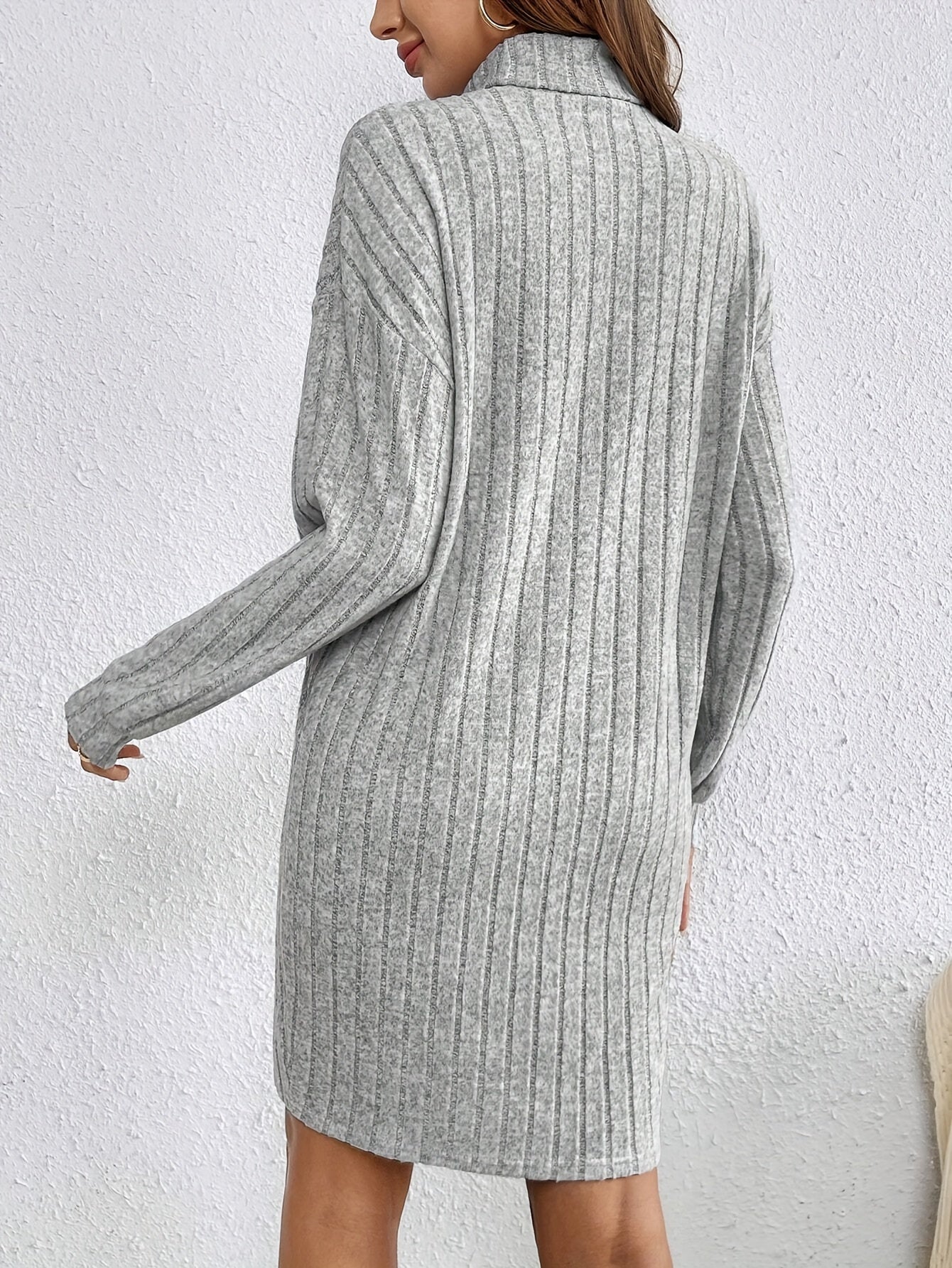 Effen Kleur Turtleneck Jurk