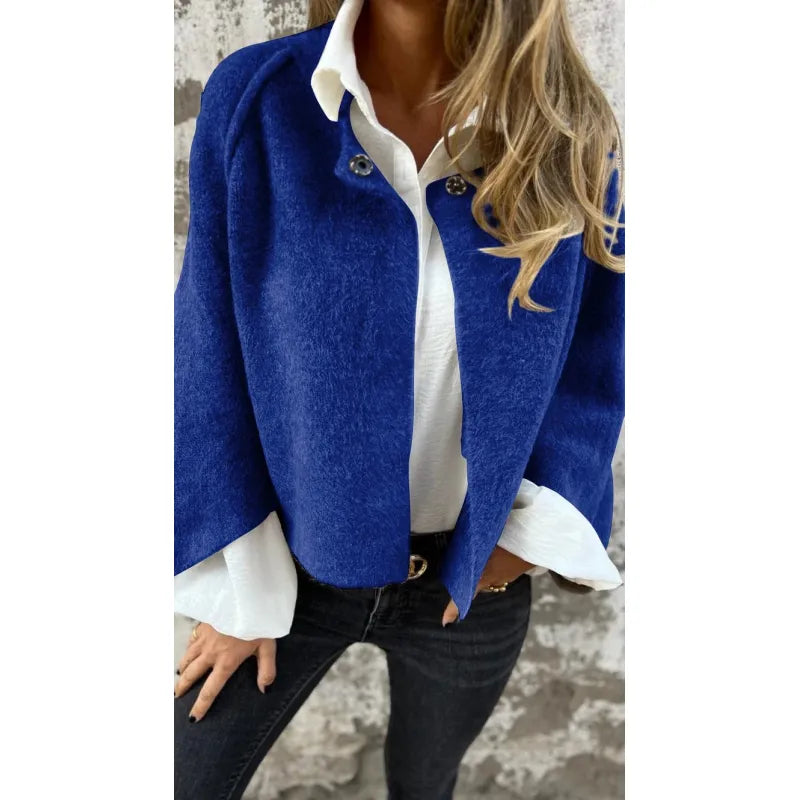 Einfarbige Jacke mit langen Ärmeln