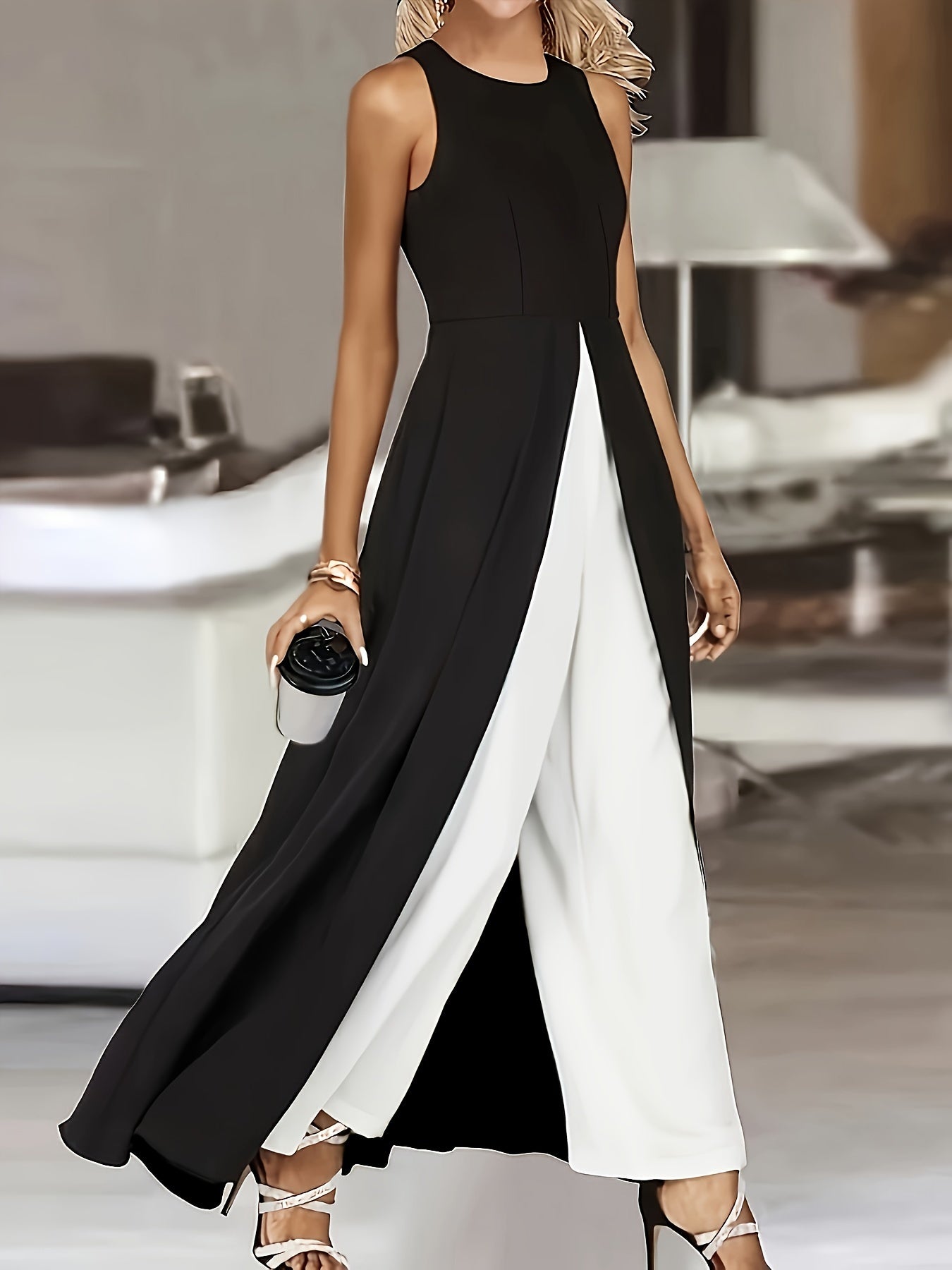 Eleganter ärmelloser Jumpsuit mit weitem Bein für Frühling und Sommer