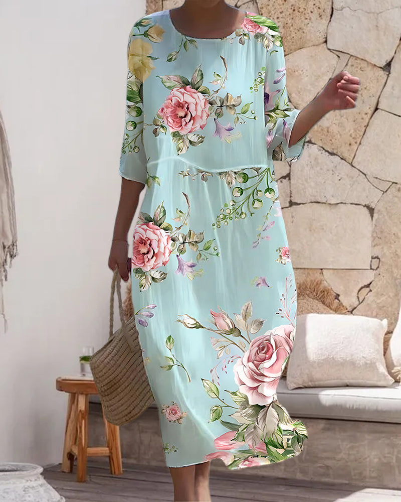 Elegantes Bauchbedeckung Blumenkleid