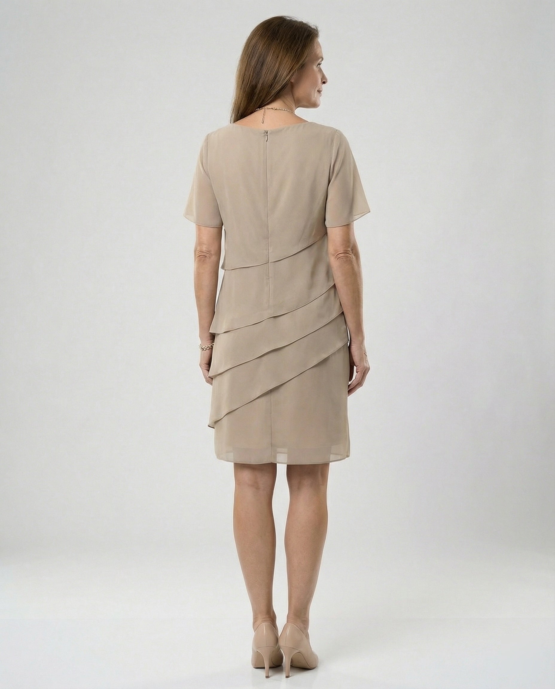 Elegantes Kleid Damen | Schlankmachender Schnitt & fließender Lagen-Look