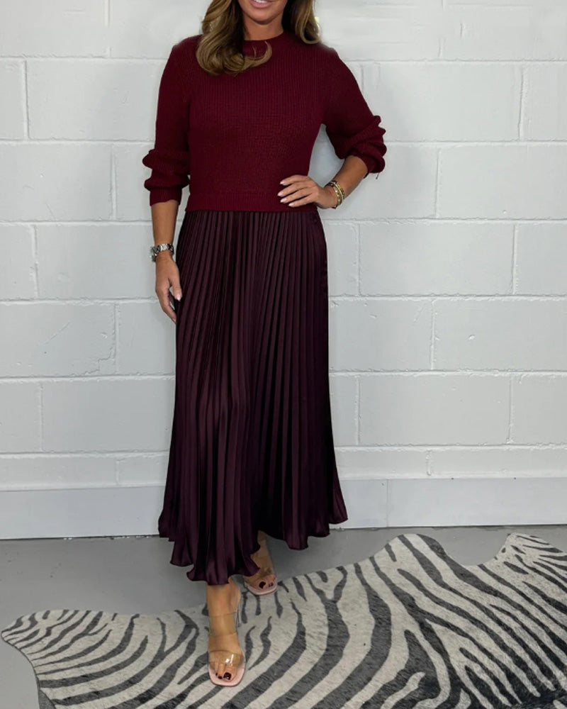 Elegantes plissiertes Strickkleid für Frauen