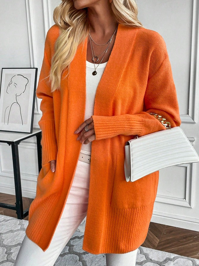 Elfriede - Orange Damen Strickjacke mit langen Ärmeln