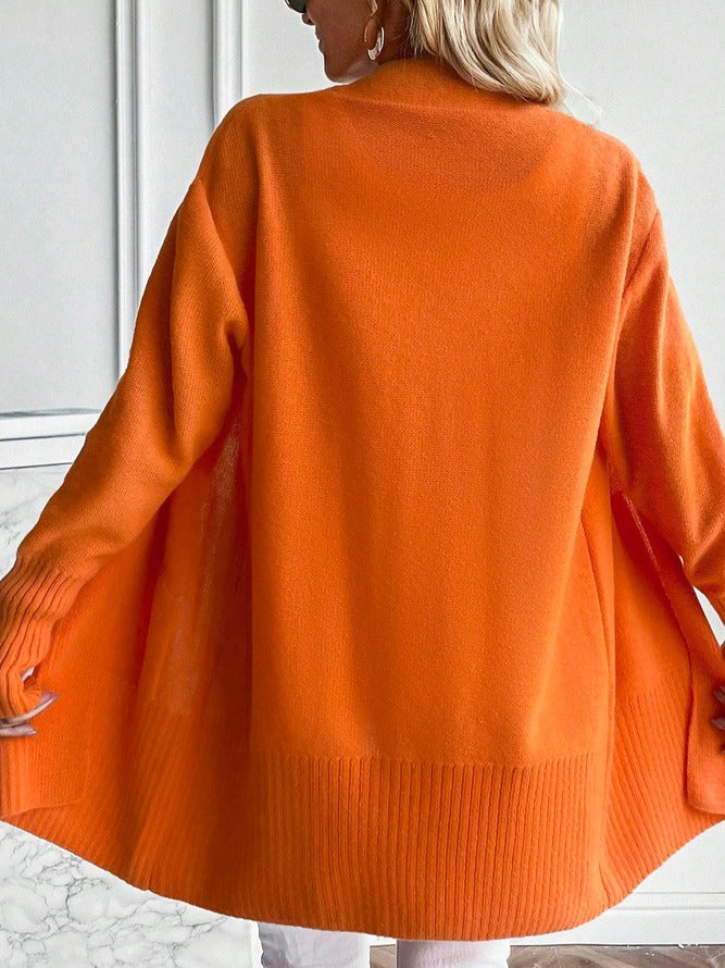 Elfriede - Orange Damen Strickjacke mit langen Ärmeln