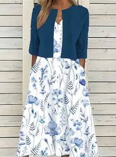 Elise™ - Blumen Zweiteiliges Midi-Kleid 2