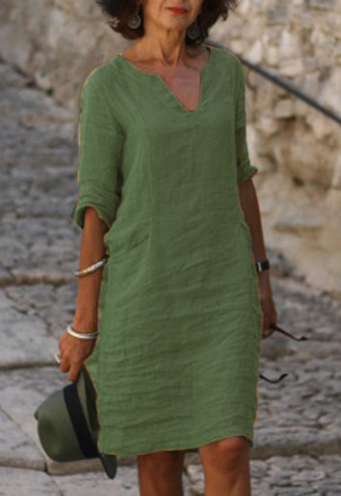 Elvy™ - Elegantes V-Ausschnitt Kleid 5