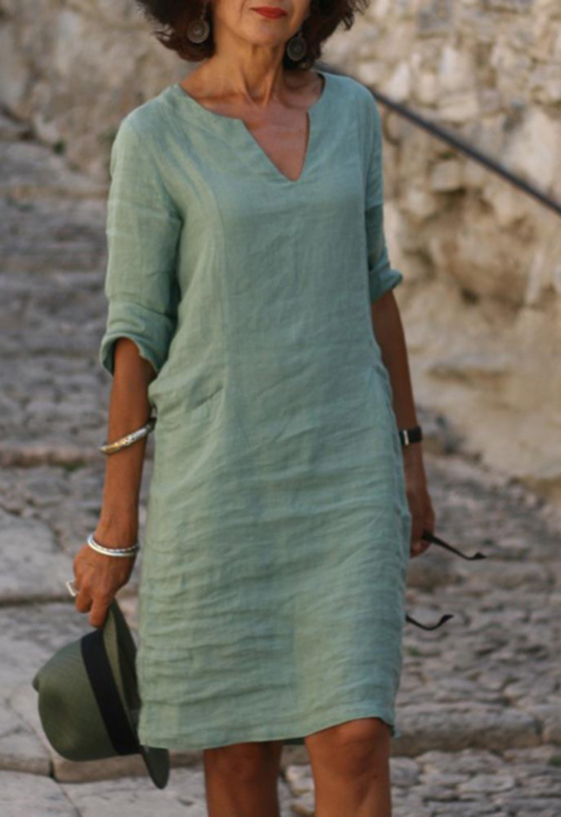 Elvy™ - Elegantes V-Ausschnitt Kleid 7