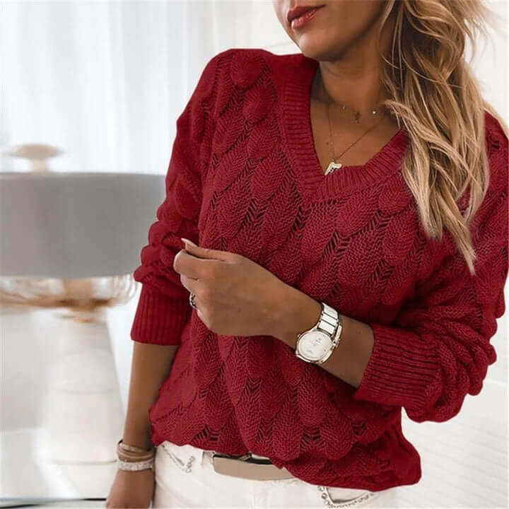 Evelyn - Strickpulli mit V-Ausschnitt