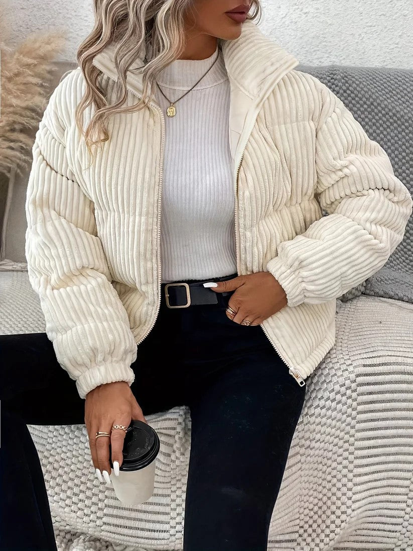 Everly - Elegante beigefarbene Pufferjacke