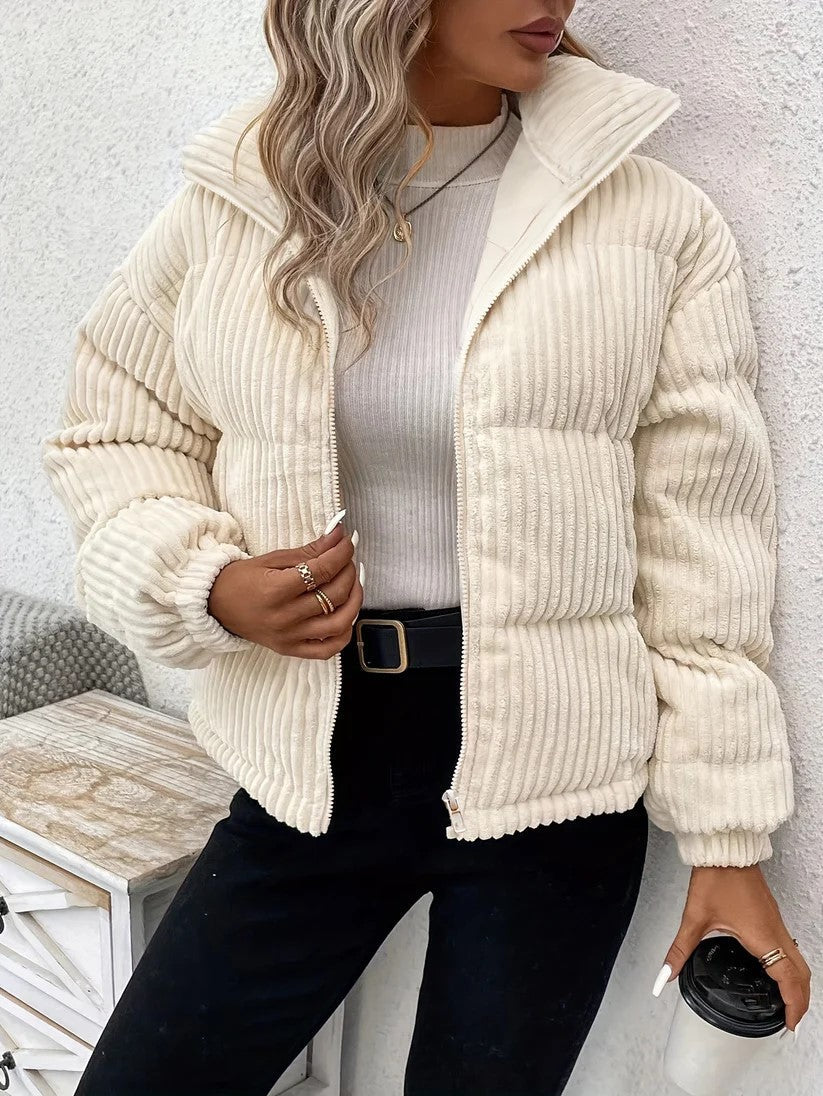 Everly - Elegante beigefarbene Pufferjacke