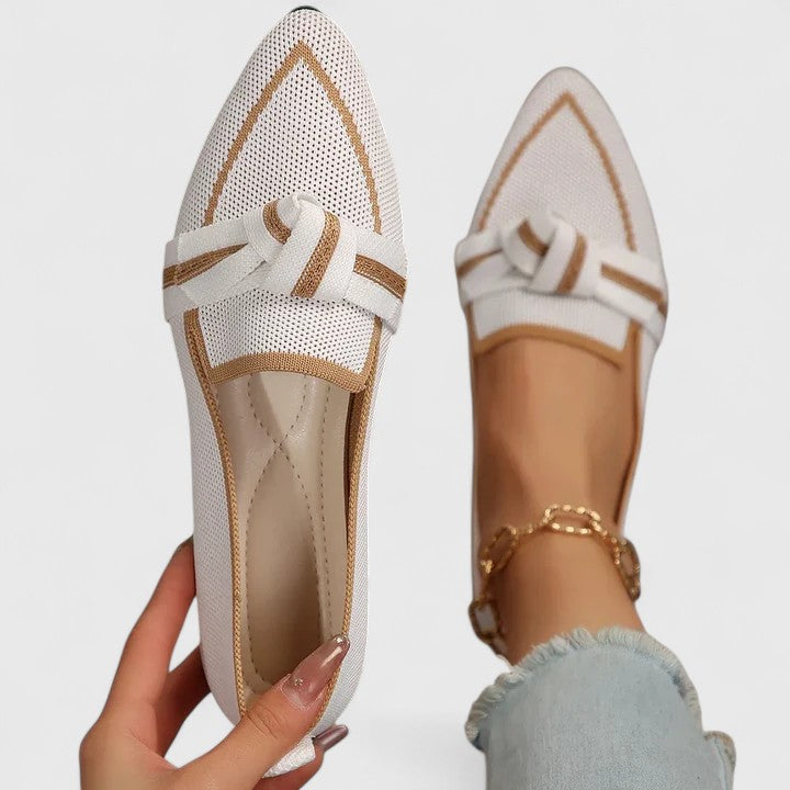 Felicia | Damen Orthopädische Spitz Zulaufende Knoten Loafer 0