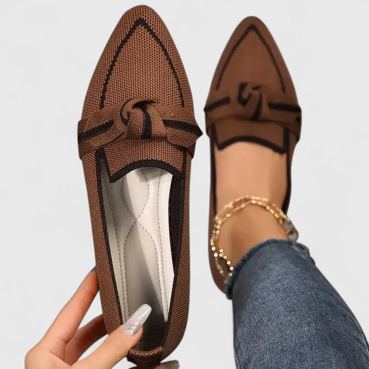 Felicia | Damen Orthopädische Spitz Zulaufende Knoten Loafer 2