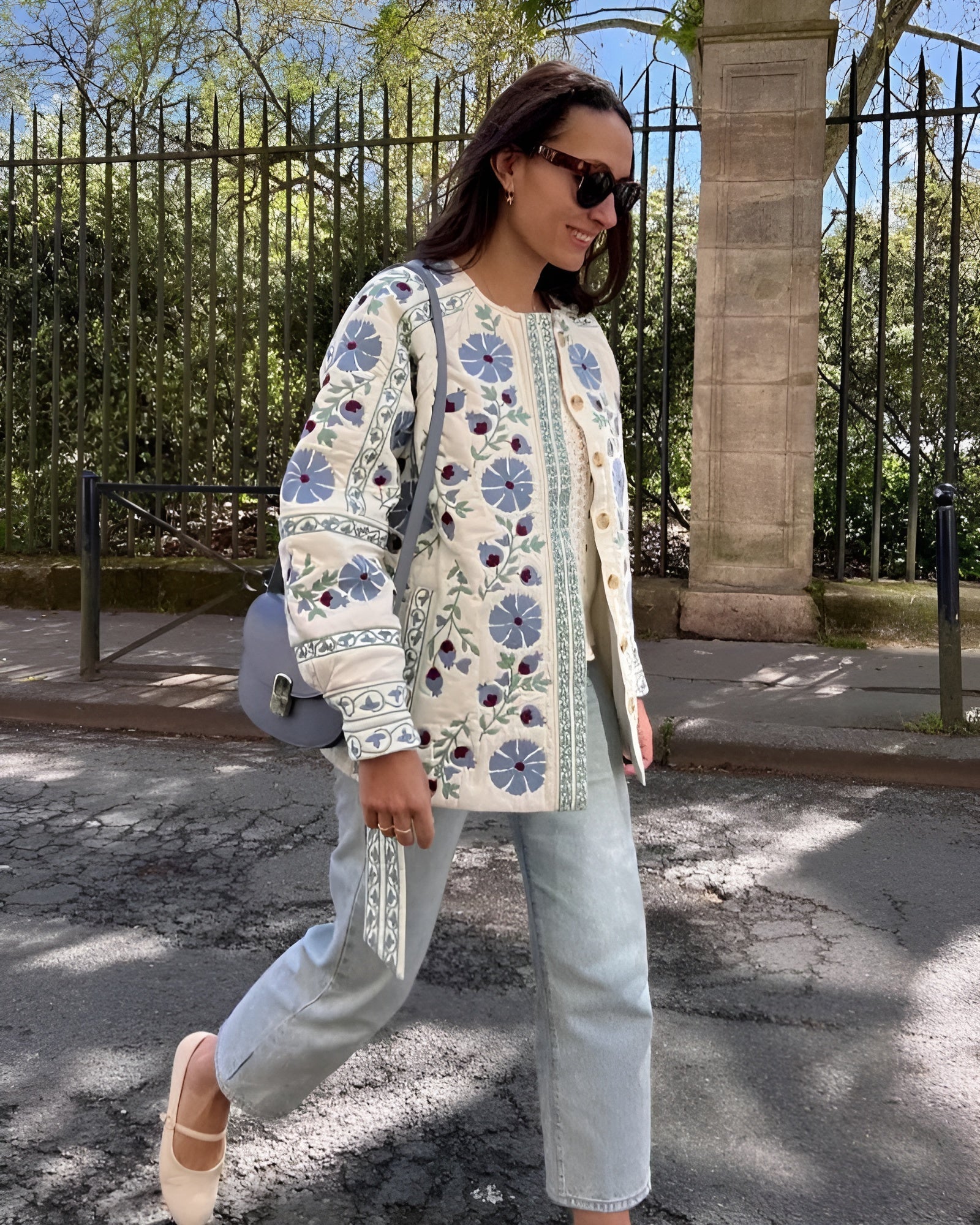 Fiona - Schicke Vintage Jacke mit Blumenmuster aus Baumwolle