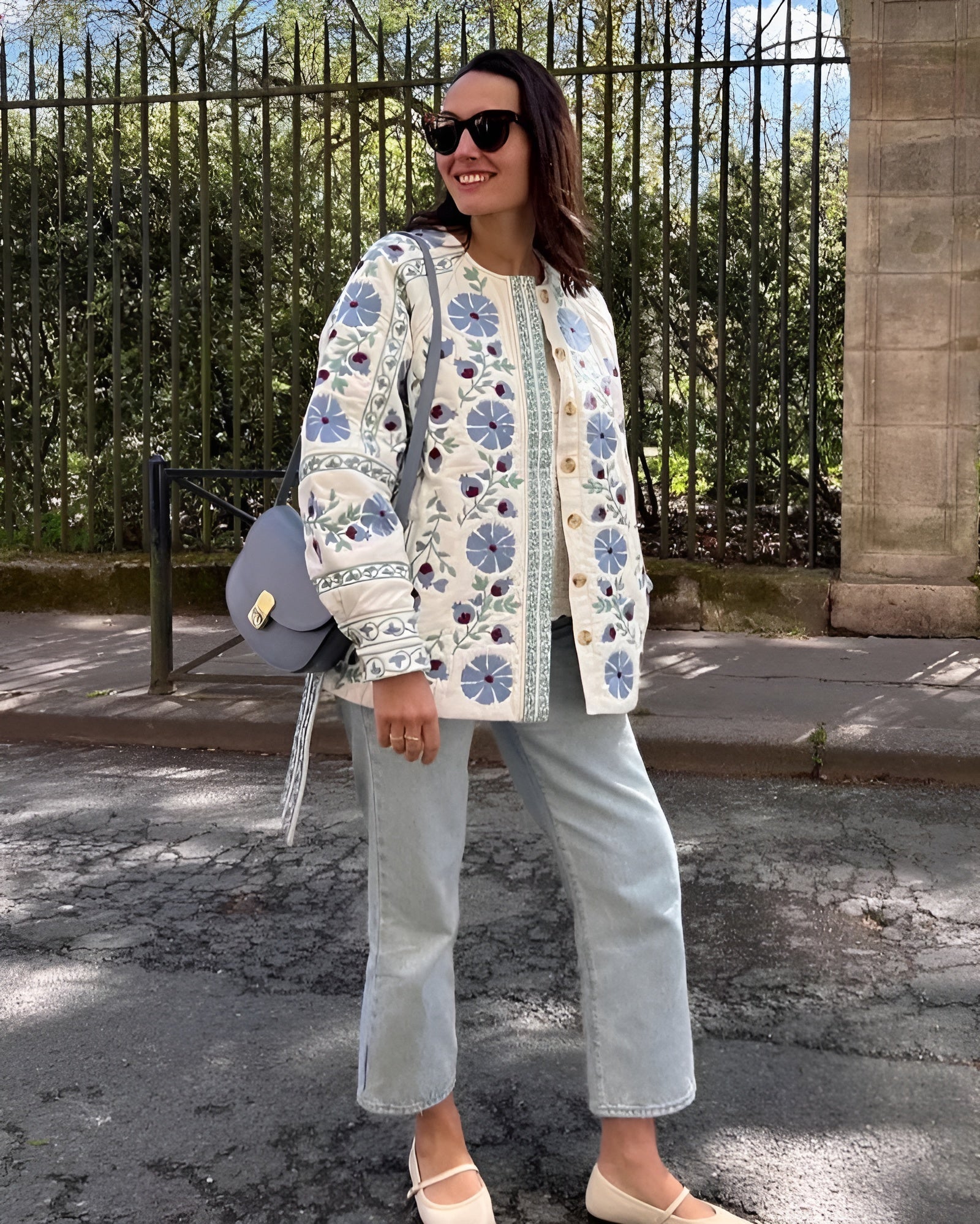 Fiona - Schicke Vintage Jacke mit Blumenmuster aus Baumwolle